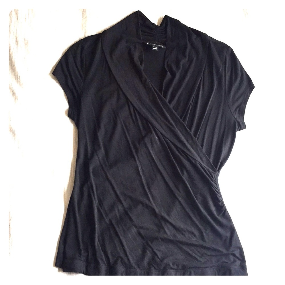 Banana Republic faux-wrap top, black petite large